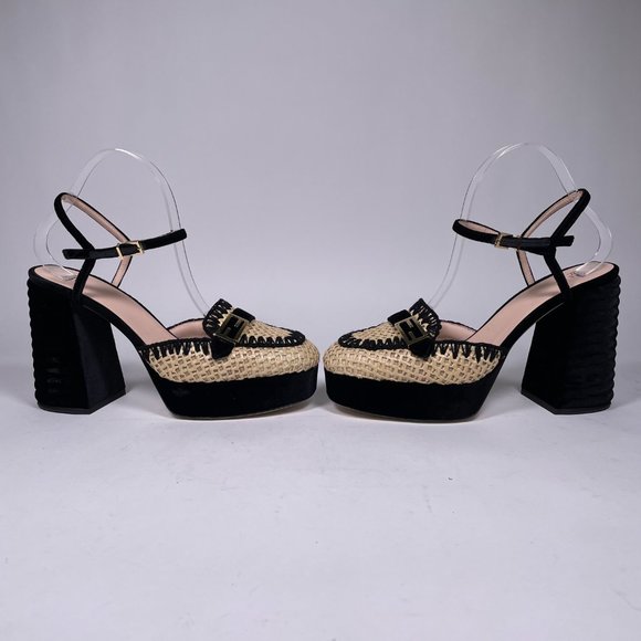 FENDI Ivory Raffia Black Velvet 'Promenades' - Picture 4 of 11